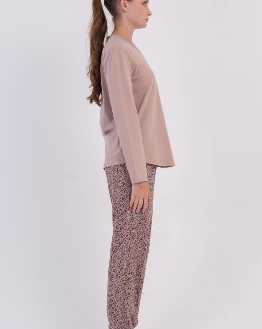Pijama dama bumbac leopard bej art.401500 - imagine 2