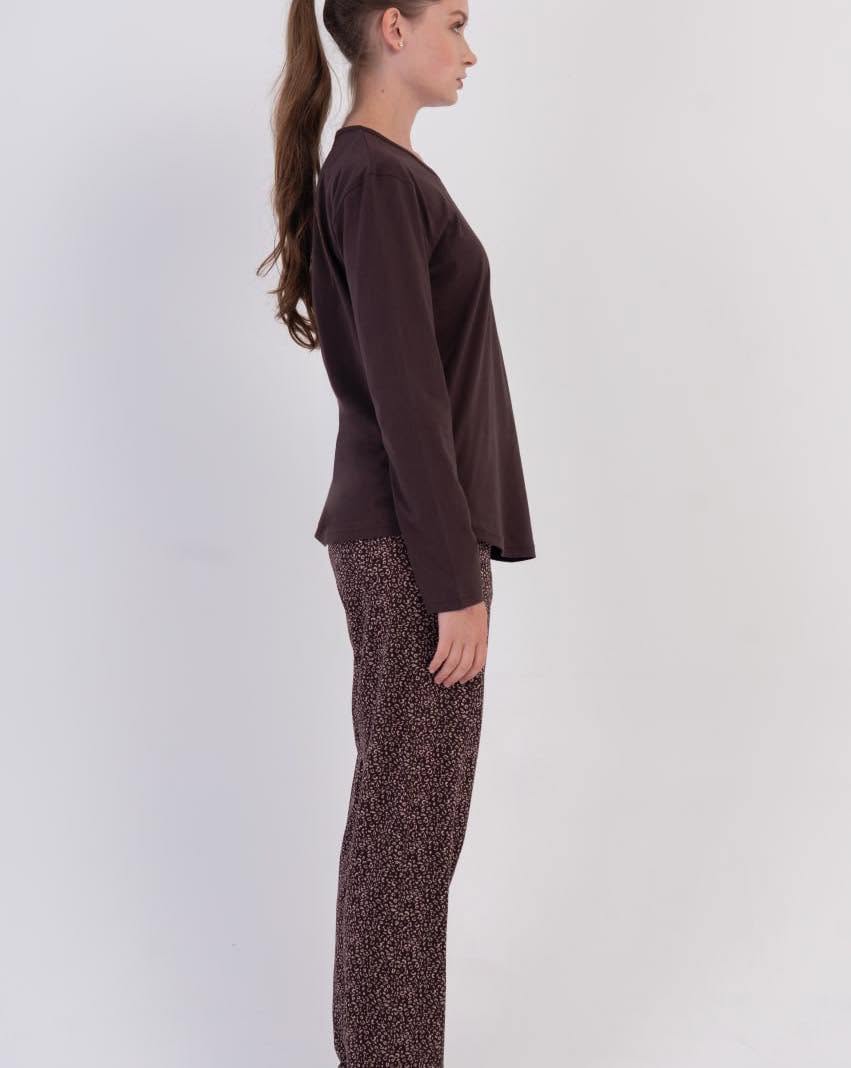 Pijama dama bumbac maro leopard art.402500 - imagine 2