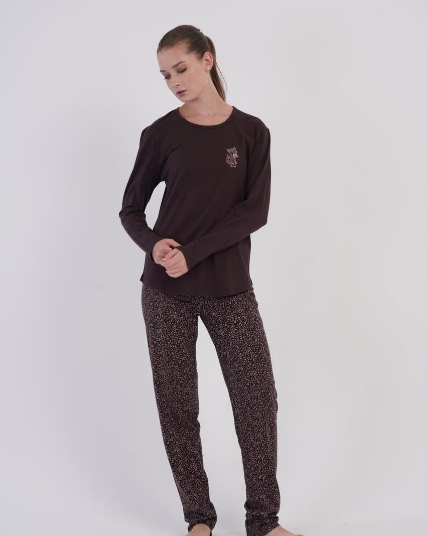 Pijama dama bumbac maro leopard art.402500 - imagine 7