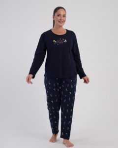 Pijama dama marimi mari bumbac albastru art.173580