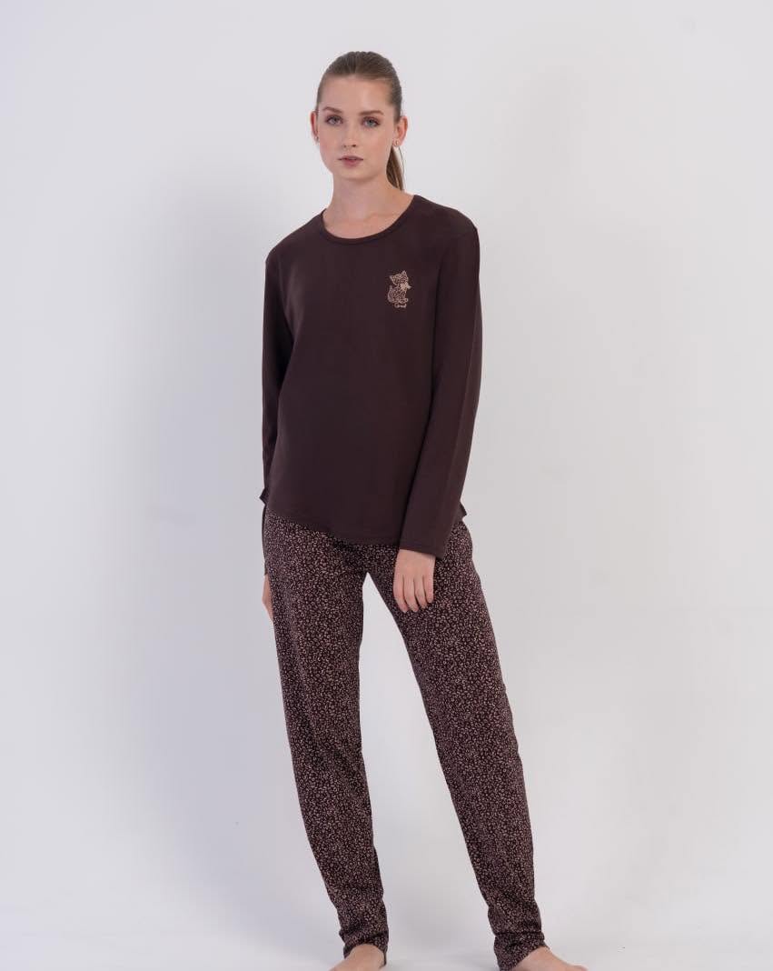 Pijama dama bumbac maro leopard art.402500 - imagine 6