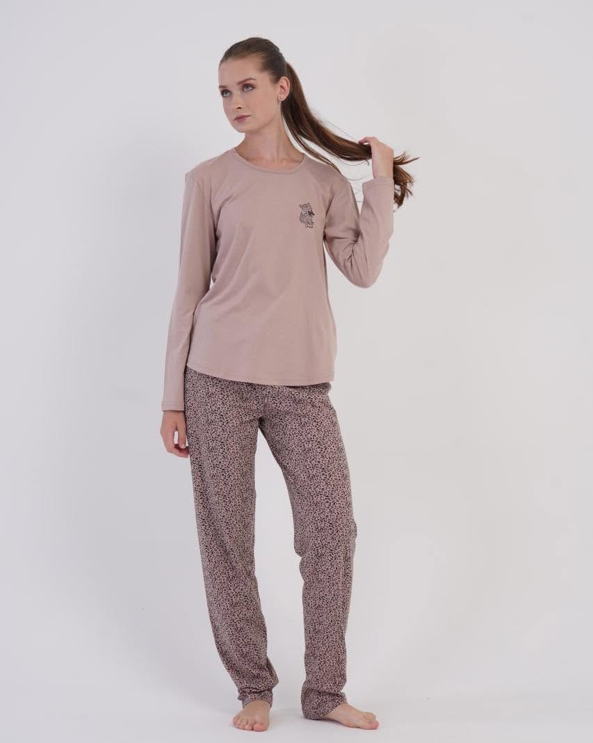 Pijama dama bumbac leopard bej art.401500 - imagine 11