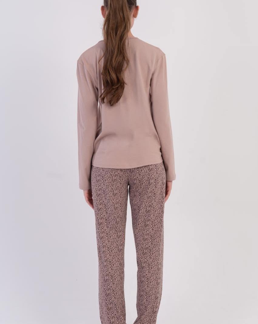 Pijama dama bumbac leopard bej art.401500 - imagine 3