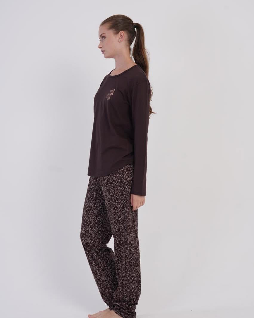 Pijama dama bumbac maro leopard art.402500 - imagine 4